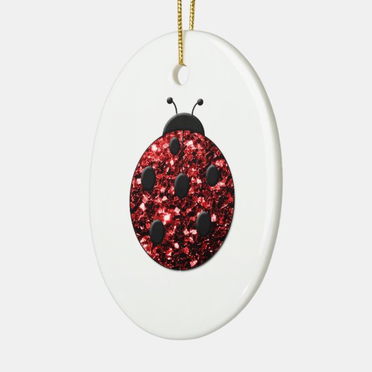 Dunkelrote Ladybug-Imitate Glitzer Glitzern Keramikornament (Links)