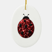 Dunkelrote Ladybug-Imitate Glitzer Glitzern Keramikornament (Vorne)