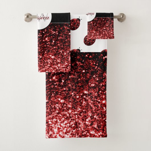 Dunkelrote Ladybug-Imitate Glitzer-Glitzern Monogr Badhandtuch Set (Insitu)
