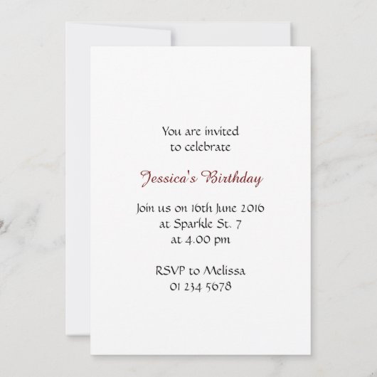 Dunkelrote Ladybug-Imitate Glitzer-Glitzern Monogr Einladung (Rückseite)