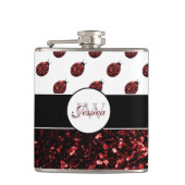 Dunkelrote Ladybug-Imitate Glitzer-Glitzern Monogr Flachmann (Vorderseite)