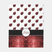 Dunkelrote Ladybug-Imitate Glitzer-Glitzern Monogr Fleecedecke (Vorderseite)