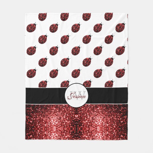 Dunkelrote Ladybug-Imitate Glitzer-Glitzern Monogr Fleecedecke (Vorderseite)