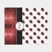 Dunkelrote Ladybug-Imitate Glitzer-Glitzern Monogr Fleecedecke (Vorderseite (Horizontal))