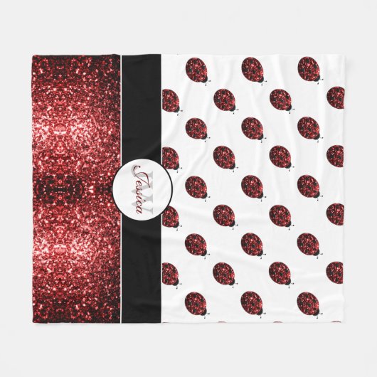 Dunkelrote Ladybug-Imitate Glitzer-Glitzern Monogr Fleecedecke (Vorderseite (Horizontal))