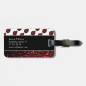 Dunkelrote Ladybug-Imitate Glitzer-Glitzern Monogr Gepäckanhänger (Rückseite horizontal)