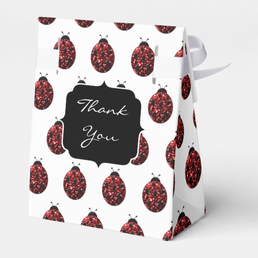 Dunkelrote Ladybug-Imitate Glitzer-Glitzern Monogr Geschenkschachtel (Rückseite)