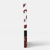 Dunkelrote Ladybug-Imitate Glitzer-Glitzern Monogr iPhone Hülle (Linke Seite)