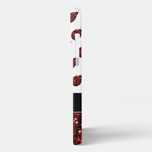 Dunkelrote Ladybug-Imitate Glitzer-Glitzern Monogr iPhone Hülle (Linke Seite)