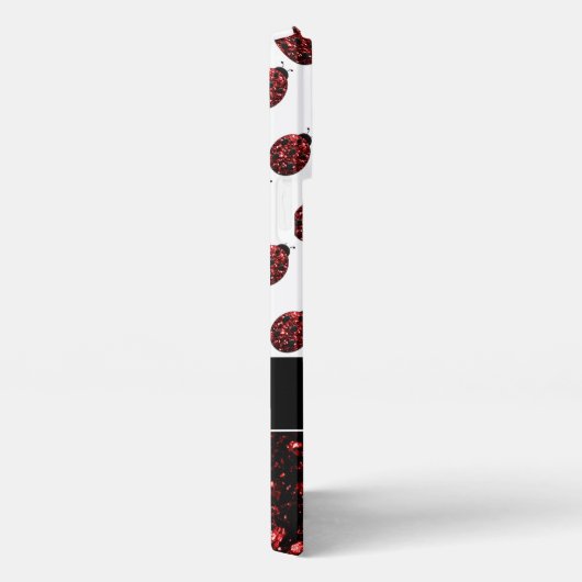 Dunkelrote Ladybug-Imitate Glitzer-Glitzern Monogr iPhone Hülle (Rechte Seite)