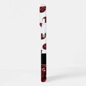 Dunkelrote Ladybug-Imitate Glitzer-Glitzern Monogr iPhone Hülle (Linke Seite)