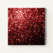 Dunkelrote Ladybug-Imitate Glitzer-Glitzern Monogr Notizbuch (Rückseite)