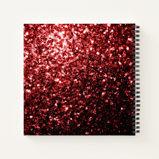 Dunkelrote Ladybug-Imitate Glitzer-Glitzern Monogr Notizbuch (Rückseite)