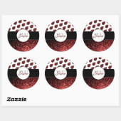 Dunkelrote Ladybug-Imitate Glitzer-Glitzern Monogr Runder Aufkleber (Blatt)