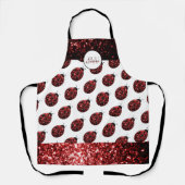 Dunkelrote Ladybug-Imitate Glitzer-Glitzern Monogr Schürze (Vorderseite)