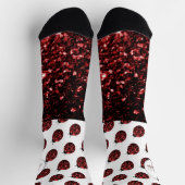 Dunkelrote Ladybug-Imitate Glitzer-Glitzern Monogr Socken (Oben)