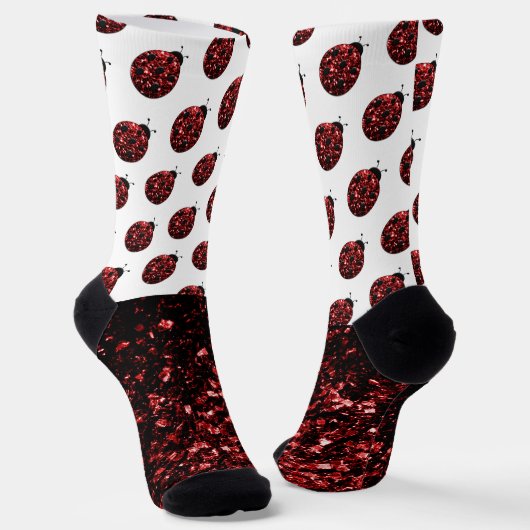 Dunkelrote Ladybug-Imitate Glitzer-Glitzern Monogr Socken (Gewinkelt)