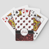 Dunkelrote Ladybug-Imitate Glitzer-Glitzern Monogr Spielkarten (Rückseite)
