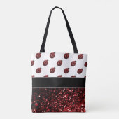 Dunkelrote Ladybug-Imitate Glitzer-Glitzern Monogr Tasche (Rückseite)