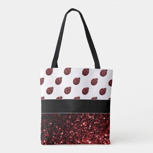 Dunkelrote Ladybug-Imitate Glitzer-Glitzern Monogr Tasche (Rückseite)