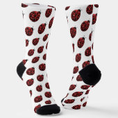 Dunkelrote Ladybug-Imitate Glitzer-Glitzern-Muster Socken (Gewinkelt)