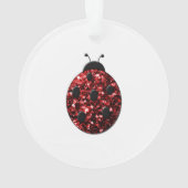 Dunkelrote Ladybug-Imitate Glitzer Glitzern Ornament (Rückseite)