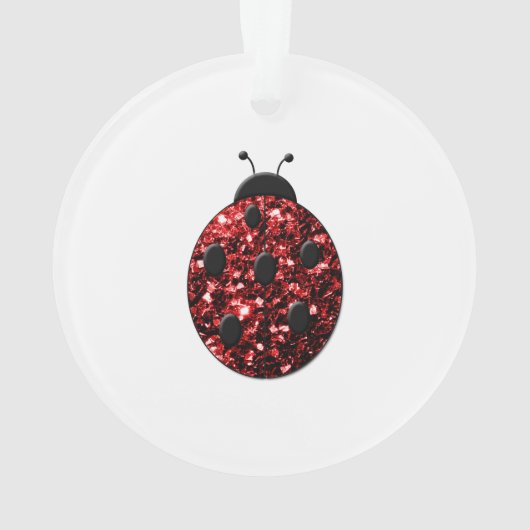 Dunkelrote Ladybug-Imitate Glitzer Glitzern Ornament (Rückseite)