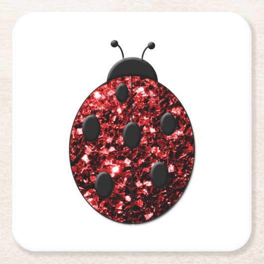 Dunkelrote Ladybug-Imitate Glitzer Glitzern Rechteckiger Pappuntersetzer (Vorderseite)