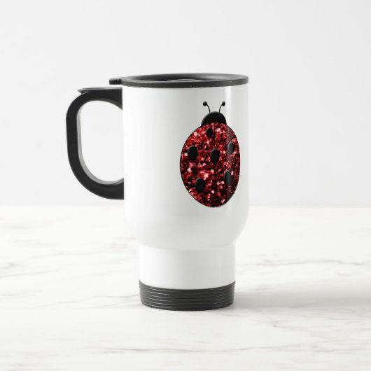 Dunkelrote Ladybug-Imitate Glitzer Glitzern Reisebecher (Links)