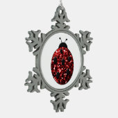 Dunkelrote Ladybug-Imitate Glitzer Glitzern Schneeflocken Zinn-Ornament (Links)