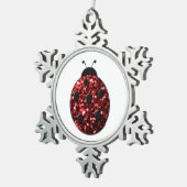 Dunkelrote Ladybug-Imitate Glitzer Glitzern Schneeflocken Zinn-Ornament (Rechts)
