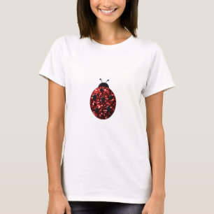 Dunkelrote Ladybug-Imitate Glitzer Glitzern T-Shirt