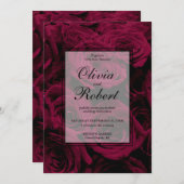 Dunkelrote magenta burgundy-Rose Einladung (Vorne/Hinten)