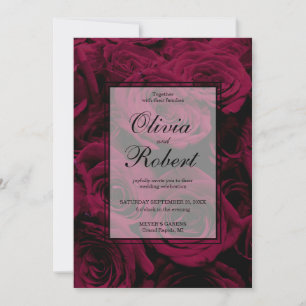 Dunkelrote magenta burgundy-Rose Einladung