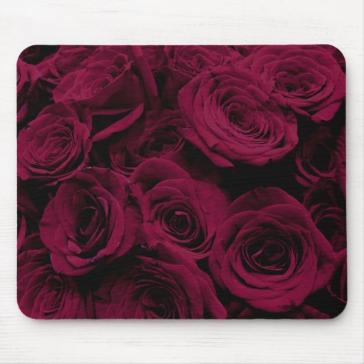 Dunkelrote magenta burgundy-Rose Mousepad (Vorne)