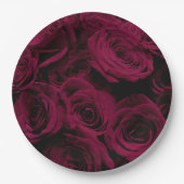 Dunkelrote magenta burgundy-Rose Pappteller (Vorderseite)