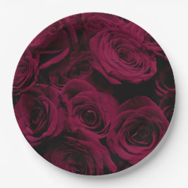 Dunkelrote magenta burgundy-Rose Pappteller