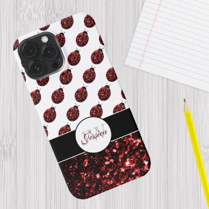 Dunkelrote Marienkäfer-Attrappe Glitter-Funkeln Mo iPhone 16 Pro Max Hülle