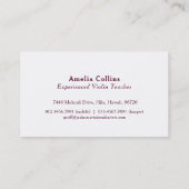 Dunkelrote, moderne Geigensaiten-Visitenkarte Visitenkarte (Rückseite)