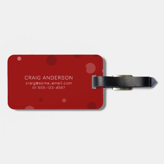 Dunkelrote Pop-Punkte Gepäckanhänger (Rückseite horizontal)