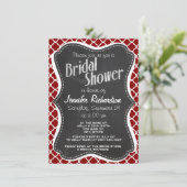 Dunkelrote Quarterfolie; Vintager Chalkboard-Look Einladung (Stehend Vorderseite)