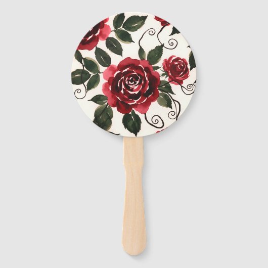 Dunkelrote Rosen Blumenset aus Fächern Fächer (Vorderseite)