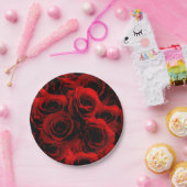 Dunkelrote Rosen für Sie Pappteller (Party)