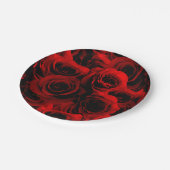 Dunkelrote Rosen für Sie Pappteller (Schrägansicht)