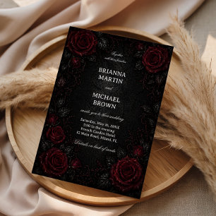 Dunkelrote Rosen Gothic Elegant Einladung