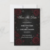 Dunkelrote Rosen Gothic Save The Date (Vorderseite)