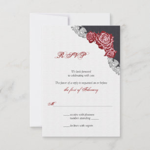 Dunkelrote Rosen Hochzeit RSVP Karte