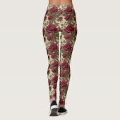 Dunkelrote Rosen mit verblassten grünen Blättern Leggings (Rückseite)