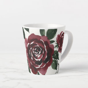 Dunkelrote Rosen Wasserfarbe Latte-Mug Milchtasse