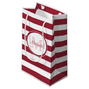 Dunkelrote Sandstreifen mit modischer Monogramm Kleine Geschenktüte